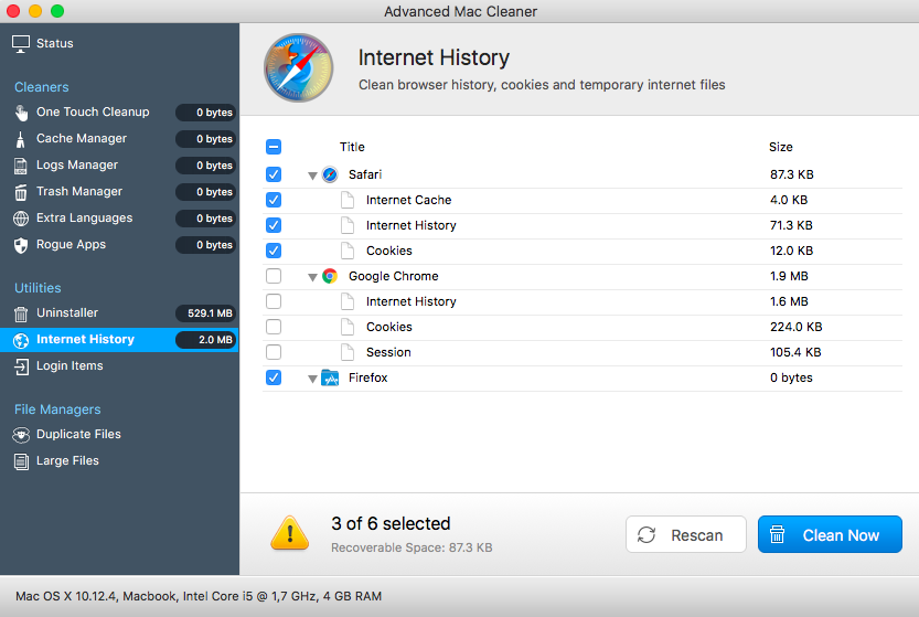 Internet Cleaner, Mac